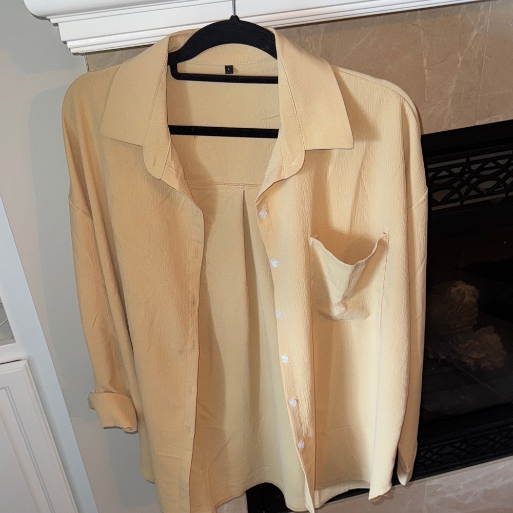 SHEIN Cream Blouse with Pocket